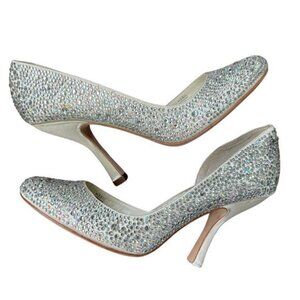Benjamin Adams Champagne Silk/Swarovski Crystal Shoes - Size 8.5